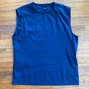 Men’s H&M Blue Stretch Cotton Sleeveless Tee Shirt with shoulder zipper detail